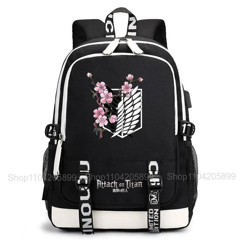 Attack On Titan Backpack,Anime Large Capacity Student SchoolBag Boys Mochilas Daily Bookbag Casual Portable Rucksack