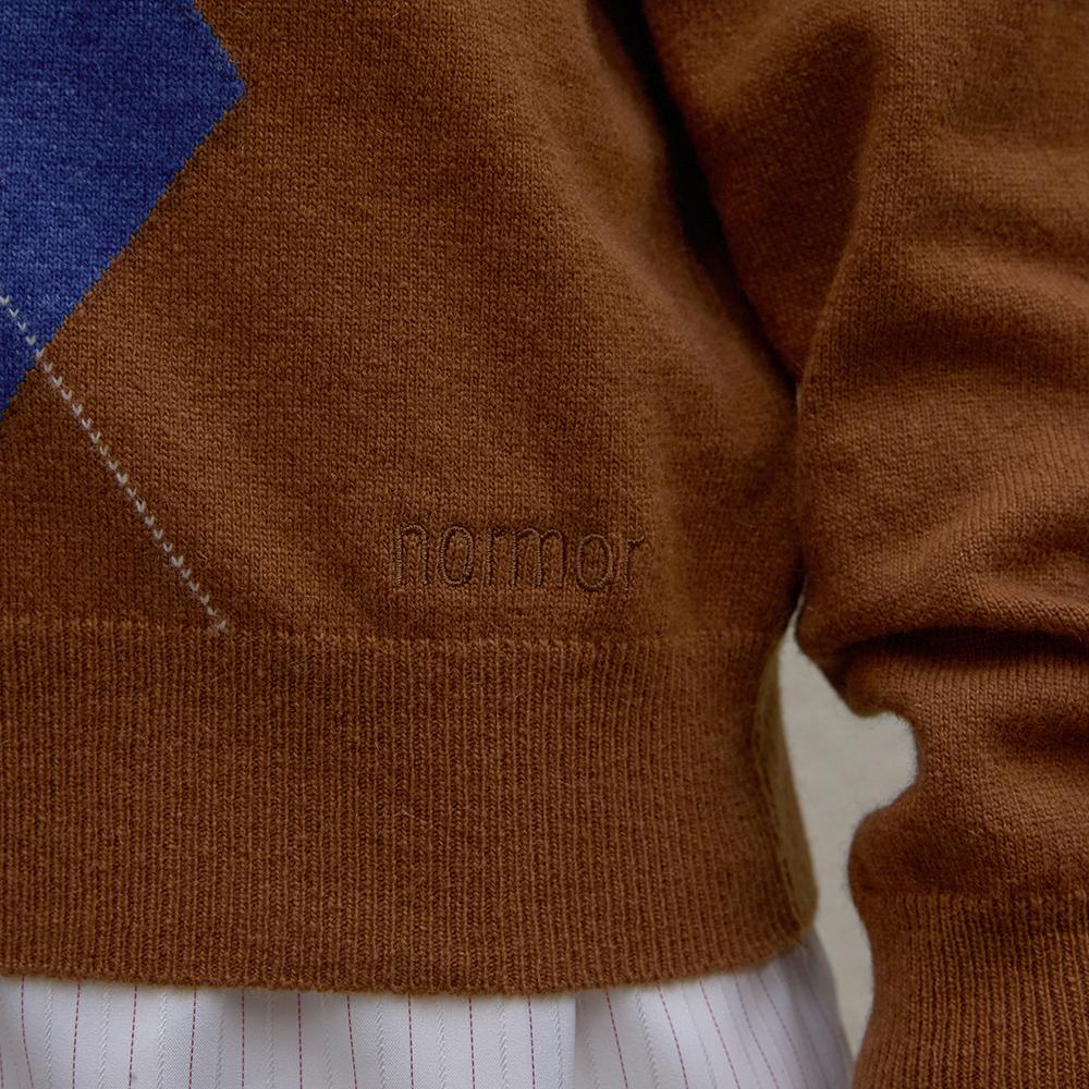 NORMOR Standard Argyle V-Neck Knit Brown