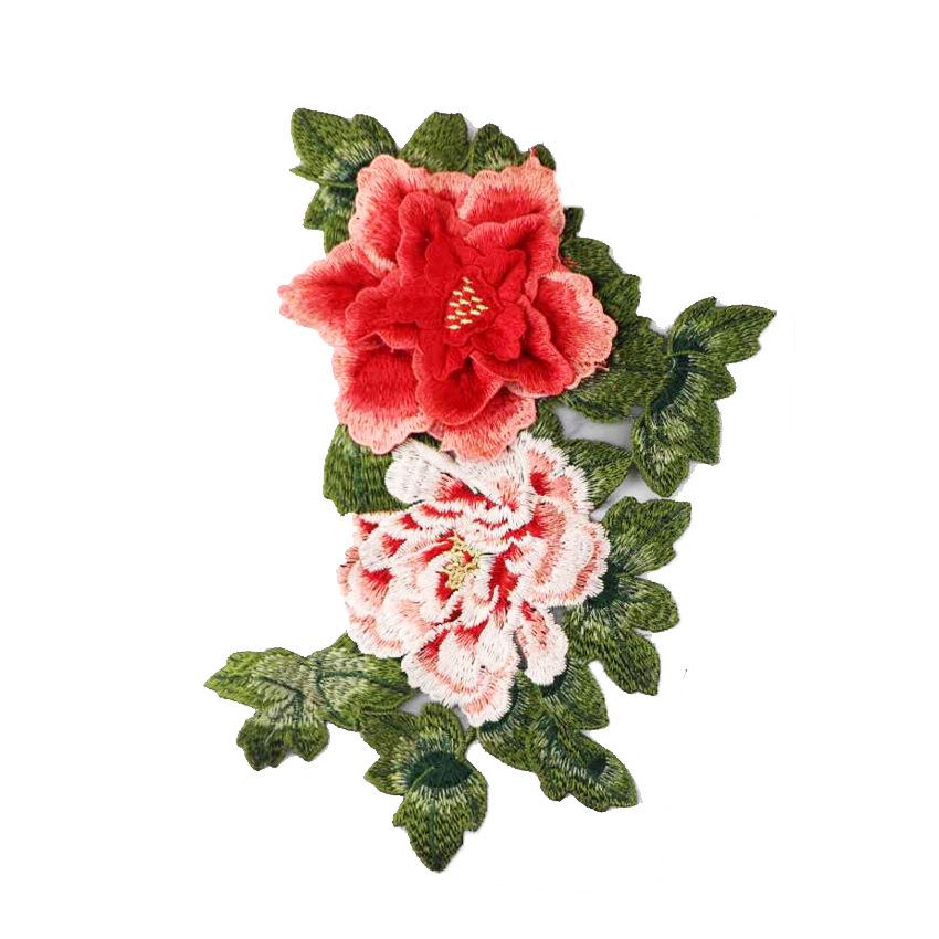 Three-Dimensional Peony Lace Embroidered Patch for Clothing