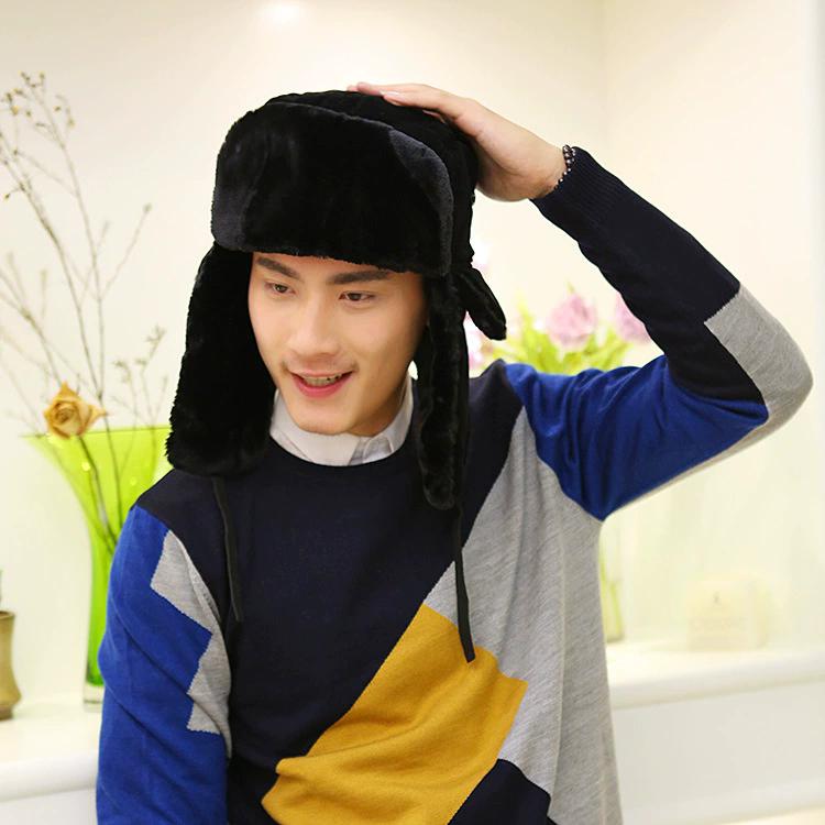 WTEMPO Plush Faux Fur Ear Protection Hats Men's Autumn Winter Outdoor Cycling Skiing Hats Couple Windproof Cold-proof Warm Bomber Hats