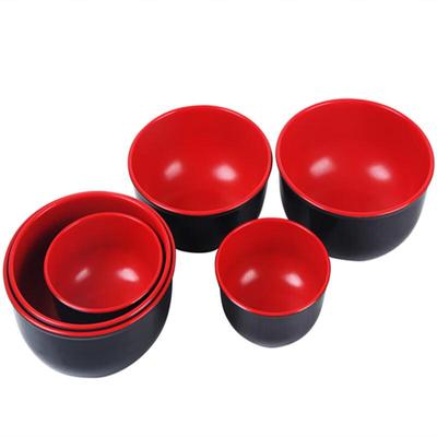 Commercial 6-inch Red & Black Melamine Bowls (10-Pack)