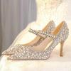 Mode Europäische und Amerikanische Perlen Hochzeitsschuhe Brautschuhe Strass High Heels Design Sinn Nische Glas Sandalen