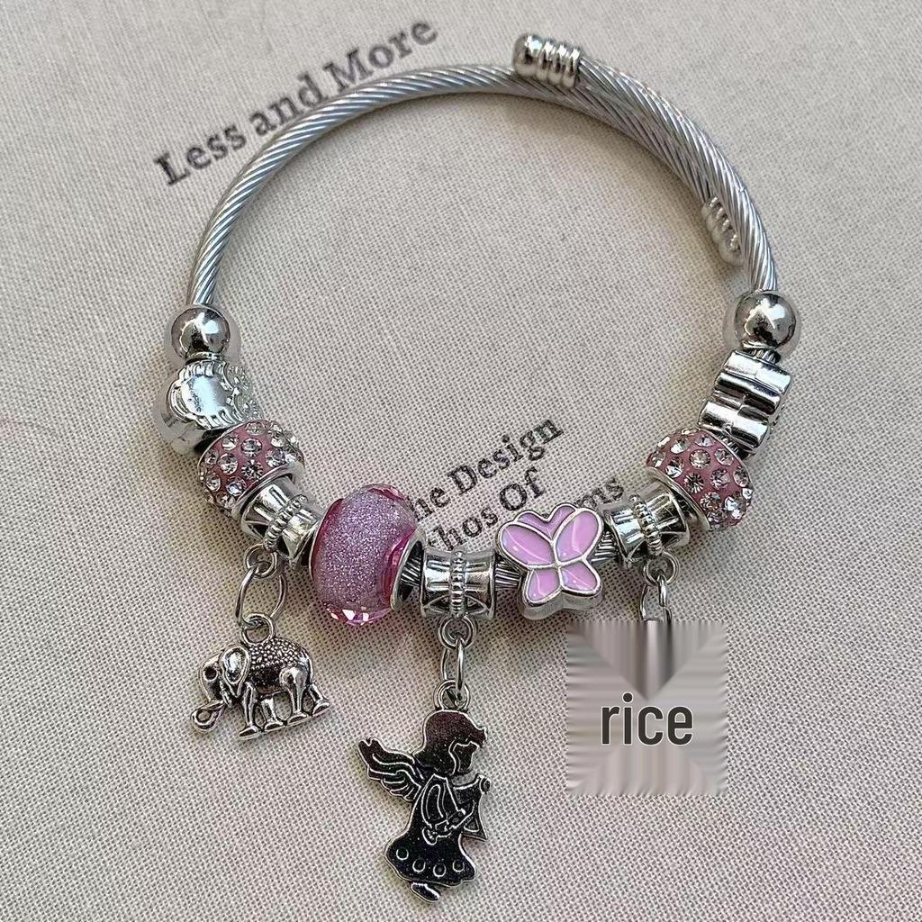 PAN Family Víceprvkový DIY Korálkový náramek: Evropský/Americký styl s nerezovou ocelí, slitinou mědi a křišťálovými kamínky