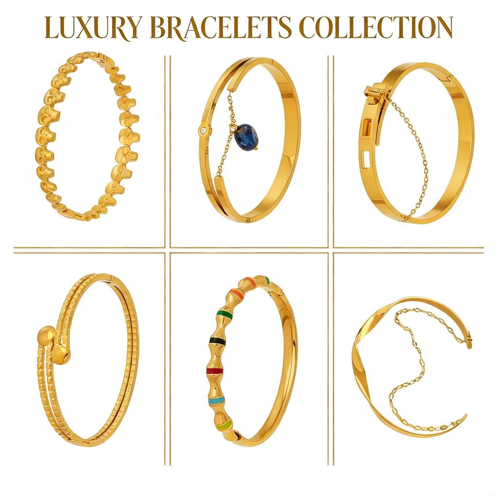 Modern Chinese Style Stone Pendant Gold-Plated Stainless Steel Geometric Bracelet