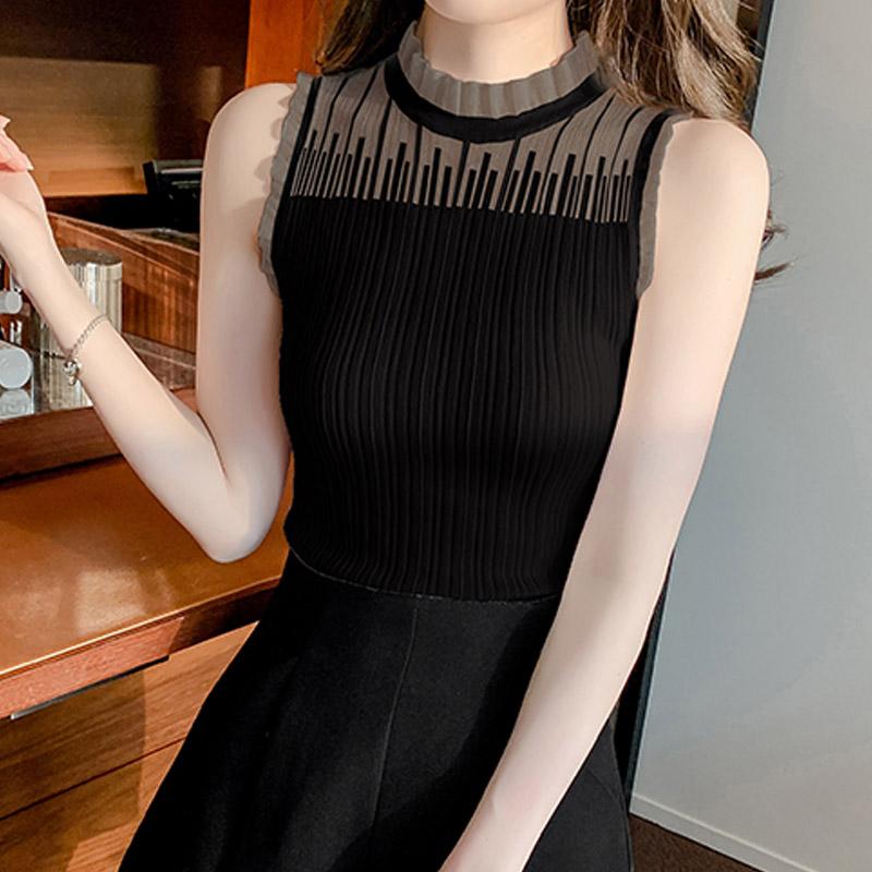 Tank Tops Women 2025 Summer Sleeveless O-Neck White Black Knitted Tank Tops Camis Women Tops JJ273