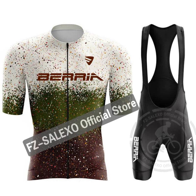 BERRIA Cycling Jersey Set 2024 Summer Men Star Point Cycling Clothing Short Bike Jersey Breathable Racing Sport Bicycle Jersey
