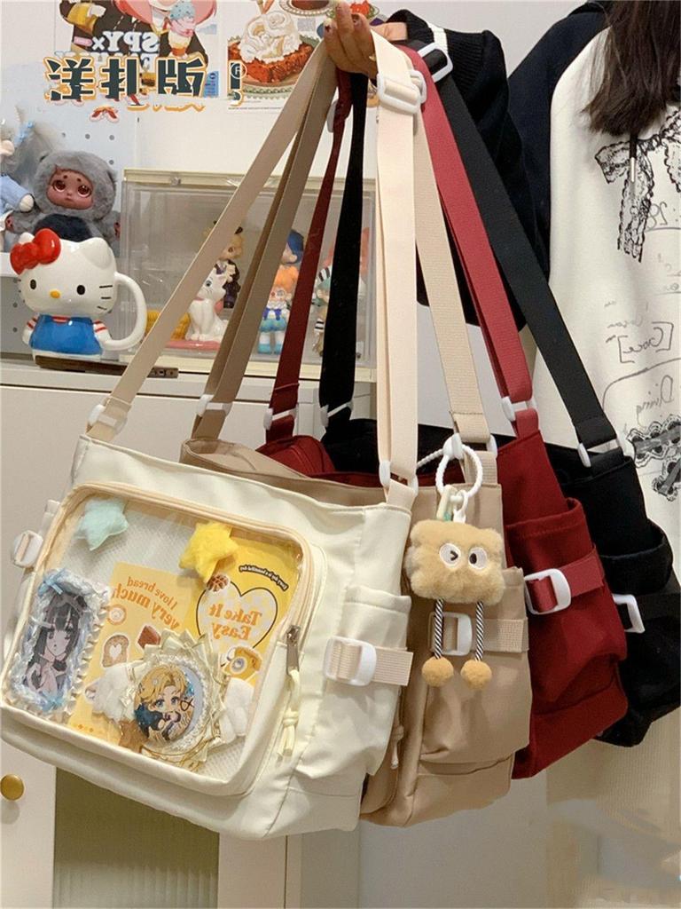 Dame Ita-veske Mote Skulderveske med Klart Vindu Enkel Tote Bag Justerbar Stropp Stilig Crossbody-veske Trendy Utendørsveske