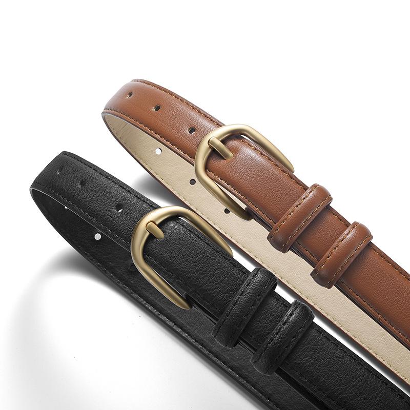 Classic Women'S Belt, High-End Decorative Gold Buckle, Simple Jeans Belt, Women'S Trend