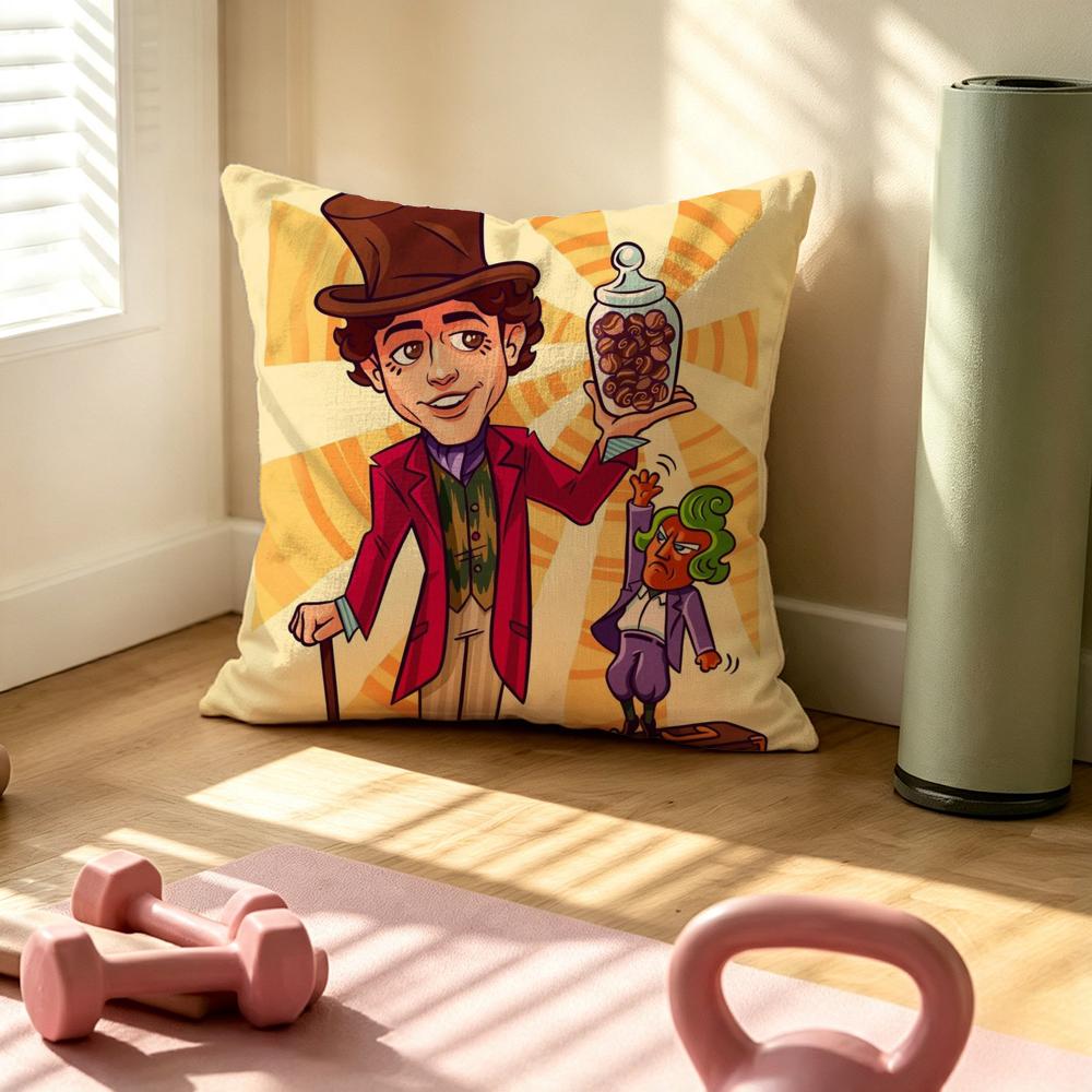 Tvshow Wonkas Cushion Cover Pillow Cover Nordic Minimalist Throw Doublesided Print Cushion Case For Sofa Bedroom Decor