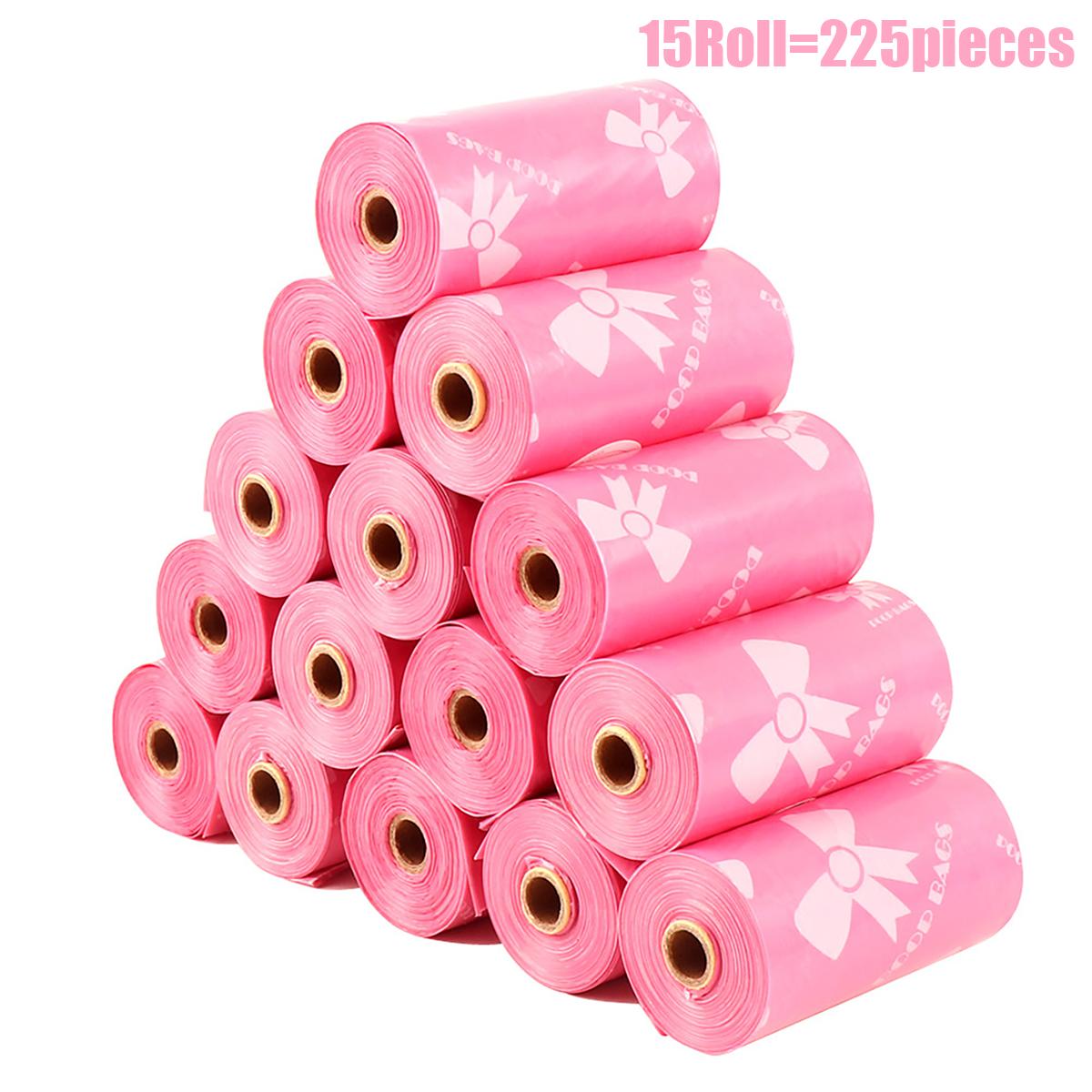 

225 Толстых Непротекаемых Пакетов для Собачьих Отходов ПЭ Пакеты для Отходов Домашних Животных с Уникальными Принтами Разноцветные для Кошек/Собак Рождественские Подарки и Праздничные Принадлежности розовый