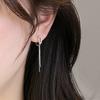 PONYKISS  Sterling Silver Zircon Knot Tassel Hoop Earrings for Women Trendy Geometric Fine  Minimalist Accessories