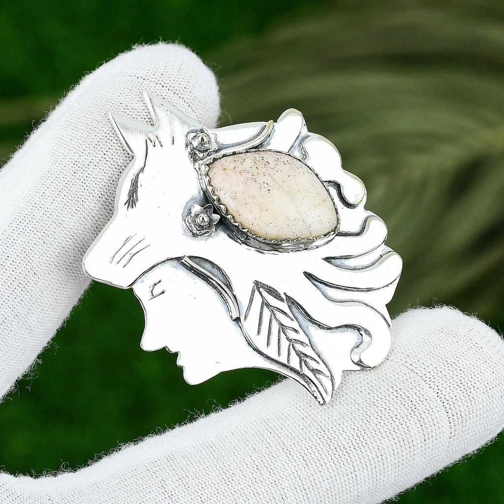 Natural Scolecite Gemstone Indian Jewelry 925 Sterling Silver Pendant For Girls