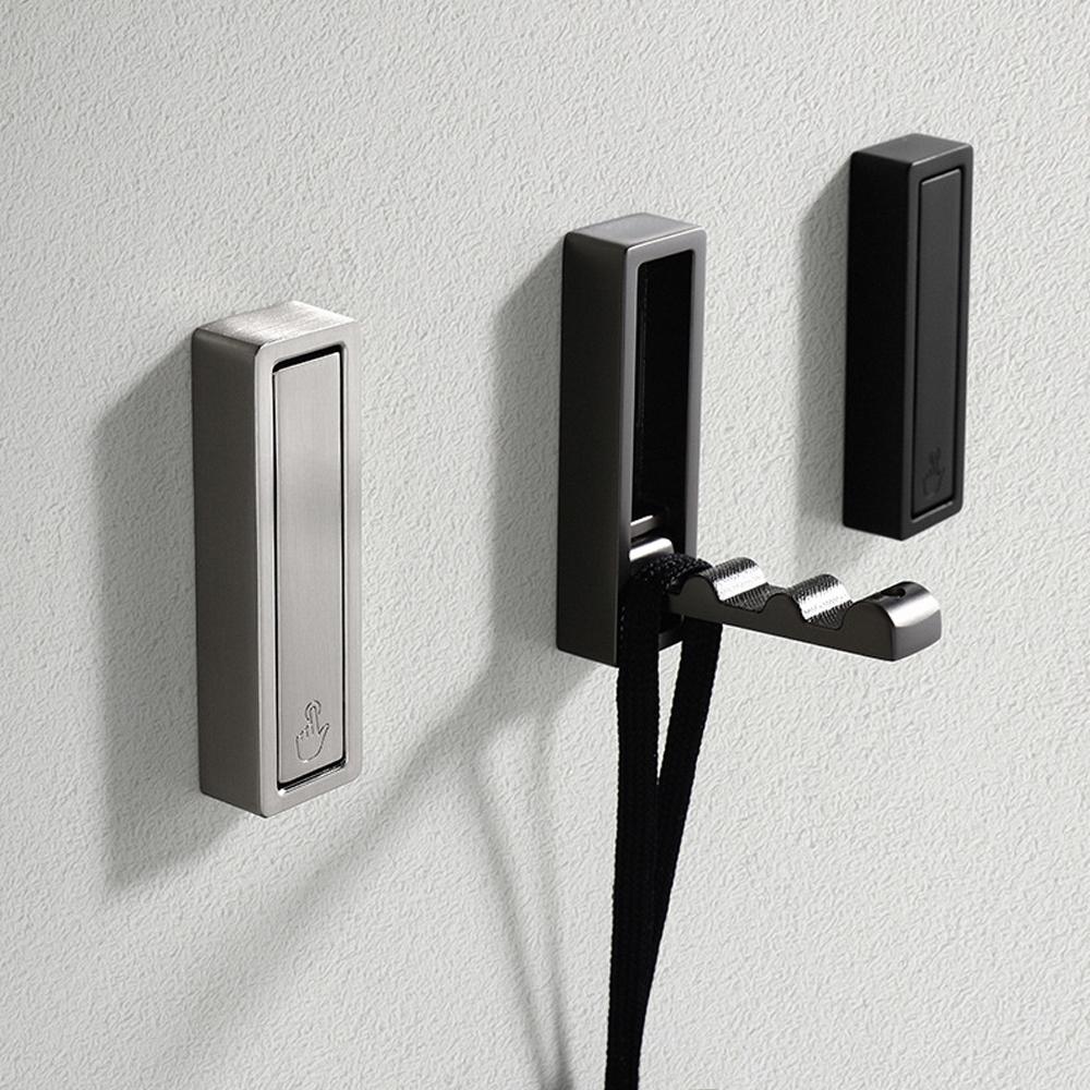 Folding Wall Hook Hidden Wall Mount Clothes Coat Rack Key Towel Bag Hanger Apartment Kitchen Bathroom Black Foldable Hook Organi