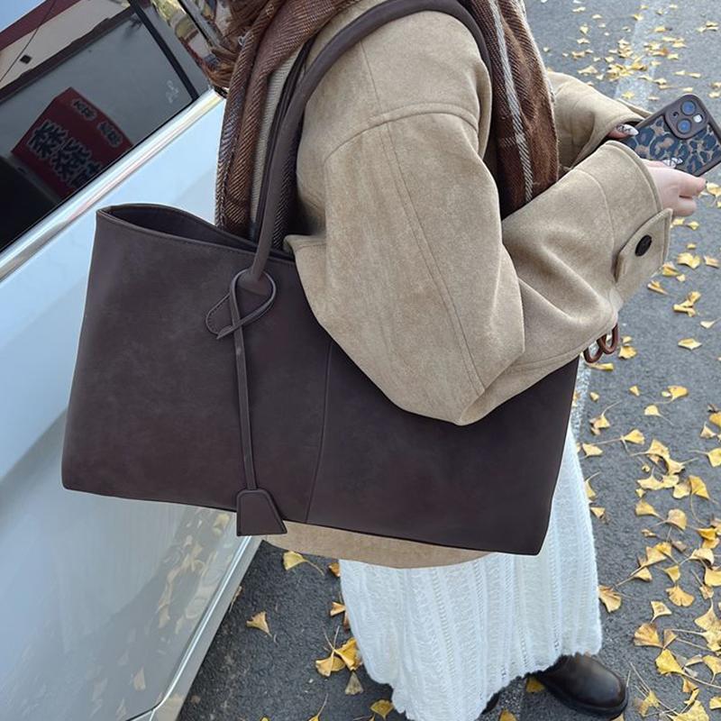 Faux Suede Solid Color High Quality Fashionable Versatile Handbag Women's Large Capacity Winter Daily Shoulder Bag