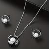 Fashionable Geometric Round Women's Necklace and Earring Set with Imitation Pearl Pendant Jewelry Gift Artificial Pearl Accessories
