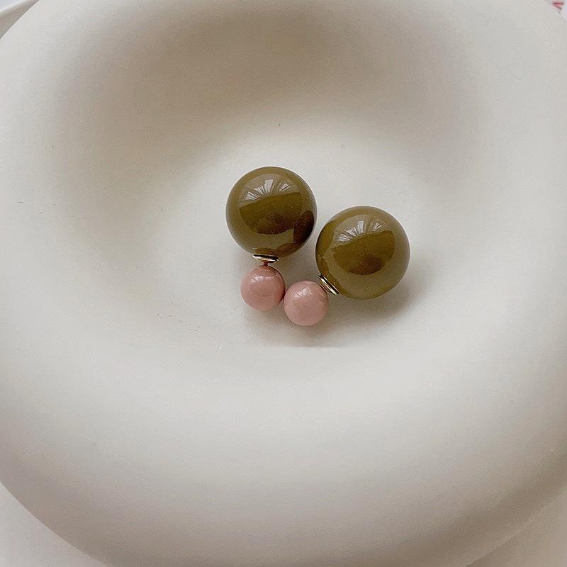 Candy Color Double-Sided Round Ball Earrings: Versatile Women's Fashion, Simple and Chic Style, Sweet and Cool Accessories