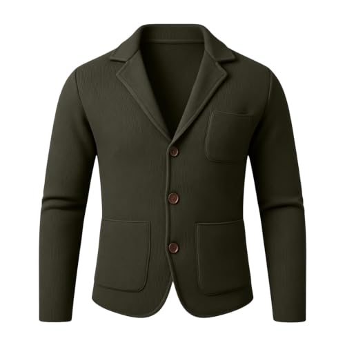 Men's Lapel Cardigan Suit Jacket Color, Lightweight Knit for Fall Winter