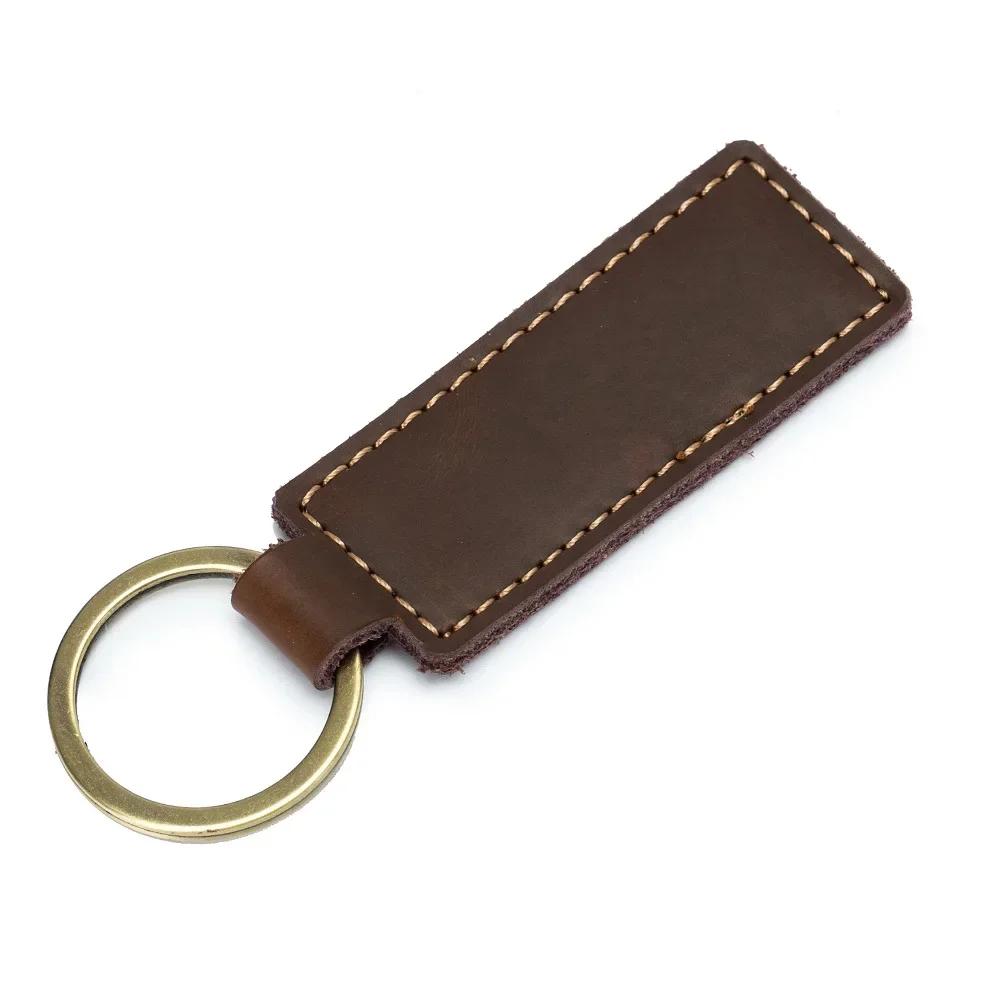 

Customized Name Logo Car Motorcycle Family Keyring Men and Women Multi Solid Color Retro and Minimalist Leather KeyChain Gift Custom-One-Sided
