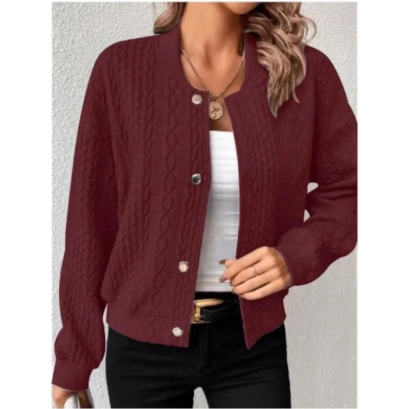 Women's M-3XL Size Fashion Solid Color Stand Up Collar Single Breasted Jacket for Women Combining Comfort and Fashion