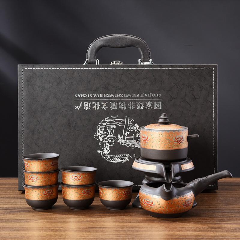 Purple Sand Automatic Tea Set, Household Internet Celebrity Making Teapot, Kung Fu Lazy Time Running Tea Set Gift Box