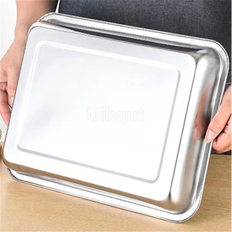 

Прямоугольная квадратная тарелка для коммерческого и домашнего использования Тарелка для сервировки рыбы на пару Тарелка для барбекю Набор тарелок Поднос из нержавеющей стали