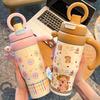800ml Cartoon Cute Thermal Water Bottle With Handle Tea Water Separation 316 Large Capacity Sports Straw Thermo Mugs Coffee Cup