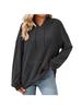 Women's Solid Color Ribbed Hooded Sweatshirt - Long Sleeve, Brushed, Autumn/Winter 2025 Collection