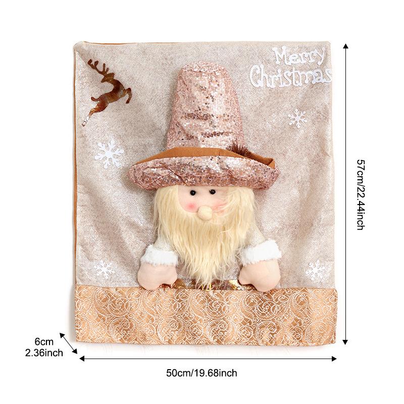 Christmas Chair Cover Home Xmas New Year Decoration Supplies Chair Seat Cover 3D Santa Claus Snowman Elk Chair Back Cover