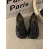 With Skirt Loafer Shoes, New Black Retro British Style Thick Heel Platform Small Leather Shoes for Women