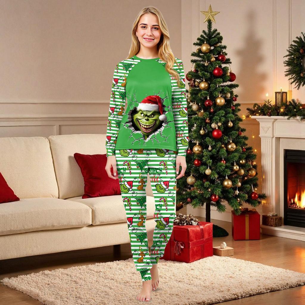 Family Matching Print Sets Pajamas Loungewear Outfits Family Matching Long Sleeve Tops+Pants Set