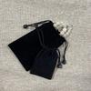 Black Velvet Drawstring Bag for Jewelry and Earphones
