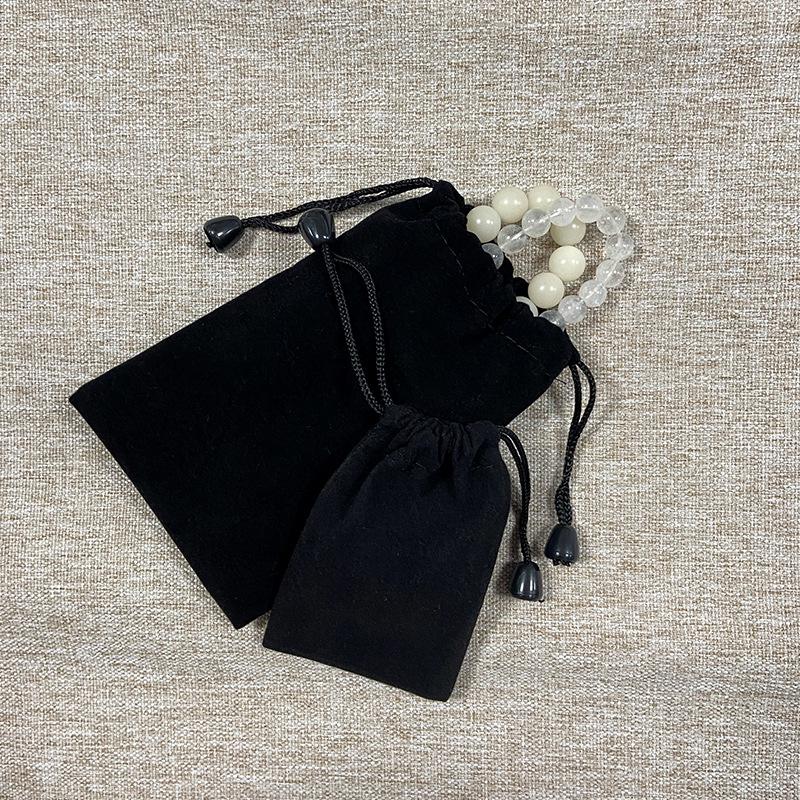 Black Velvet Drawstring Bag for Jewelry and Earphones
