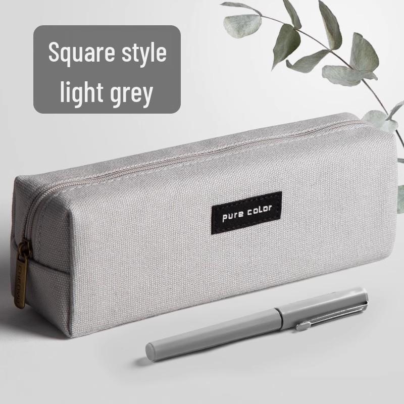 Large Capacity Canvas Pencil Case for Students: Simple, Cute Stationery Box for Boys and Girls