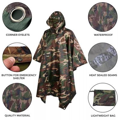 Travel Lightweight Hooded Cape Waterproof Long-Sleeved Raincoat
