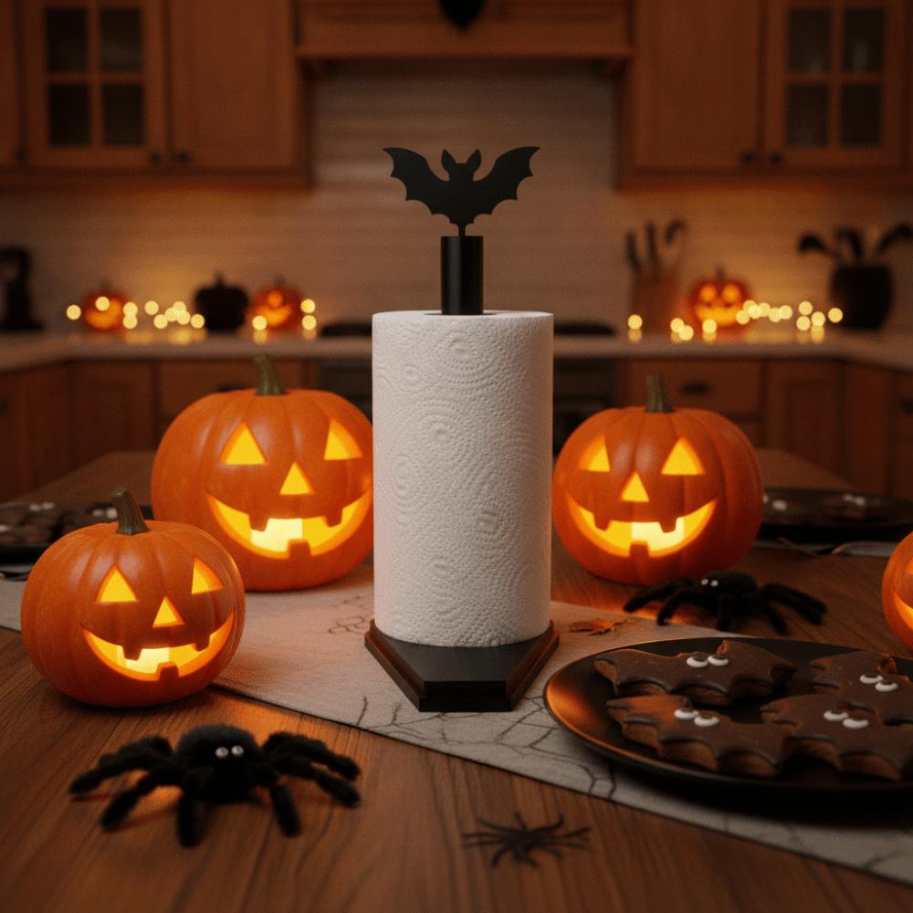 Countertop Halloween Towel Holder Vertical Bat Tissue Stand Gothic Roll Dispenser Caterers