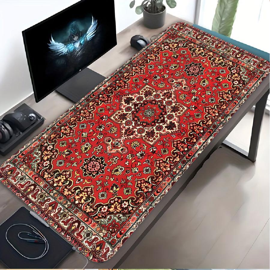 Anti slip Mouse Pad office Pad Desk accessories Keyboard Mouse Pad Game Console Pad Computer Laptop Pad Red Persian Pattern