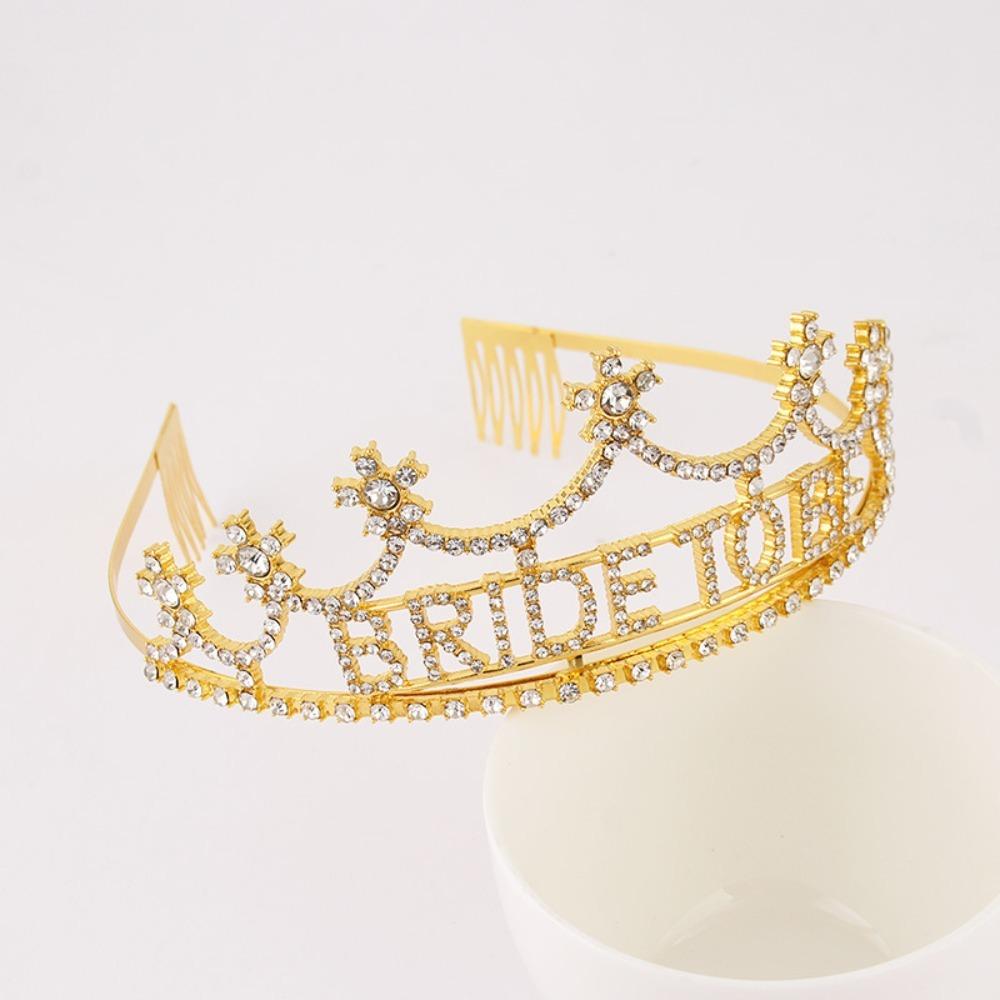 Rhinestone Bridesmaid Tiara Pearl Crown Crystal Hair Hoop Sparkly Bride To Be Headband