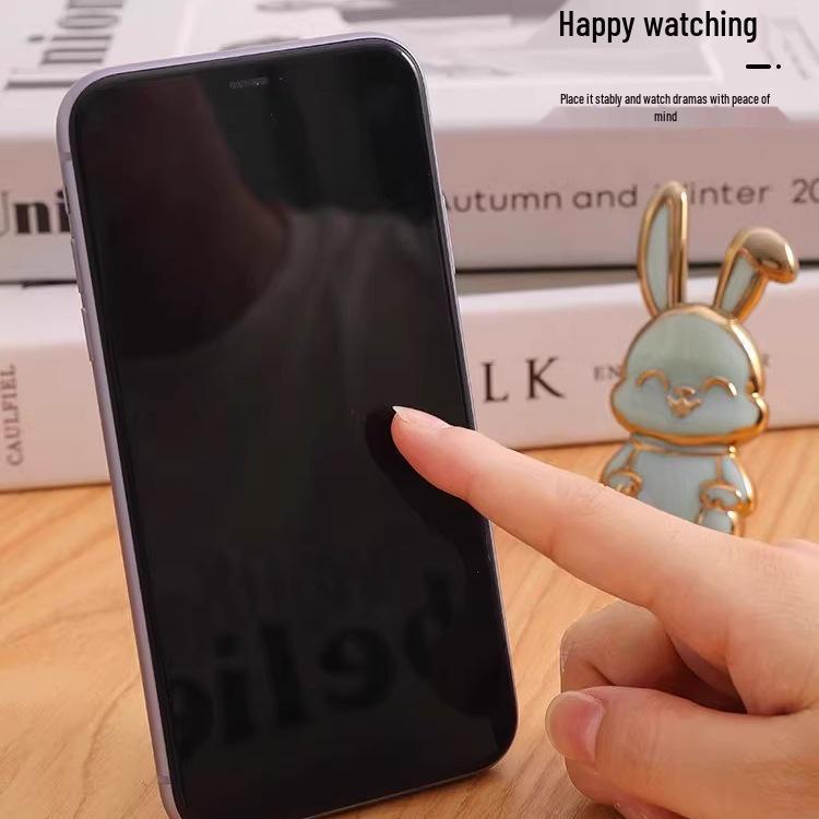 Kreslený králík Pokovený stojánek na telefon a tablet: Neznačkující, Samolepicí, Skládací stolní držák