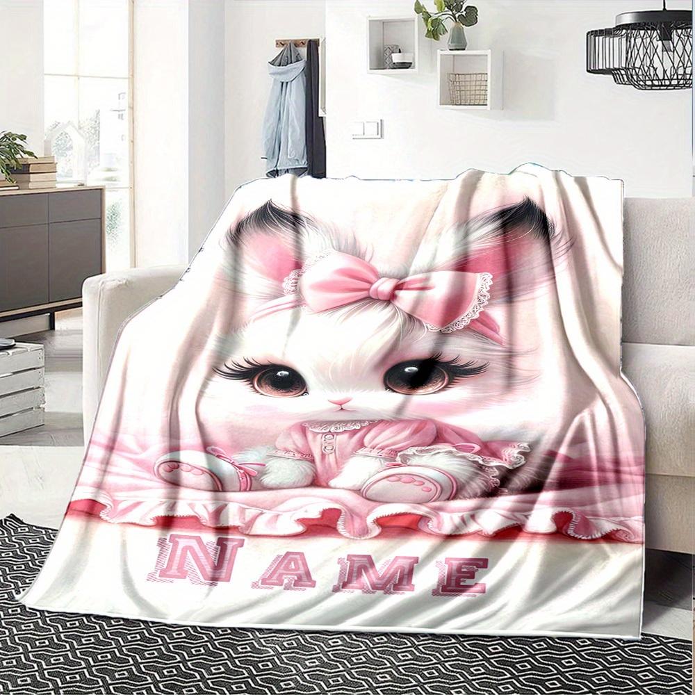 Cute Bunny With Pink Roses Home Blankets Comfortable Soft Lightweight Multiseasonal Blanket For Picnics Sofas Offices Beds Living Rooms Perfect Gift