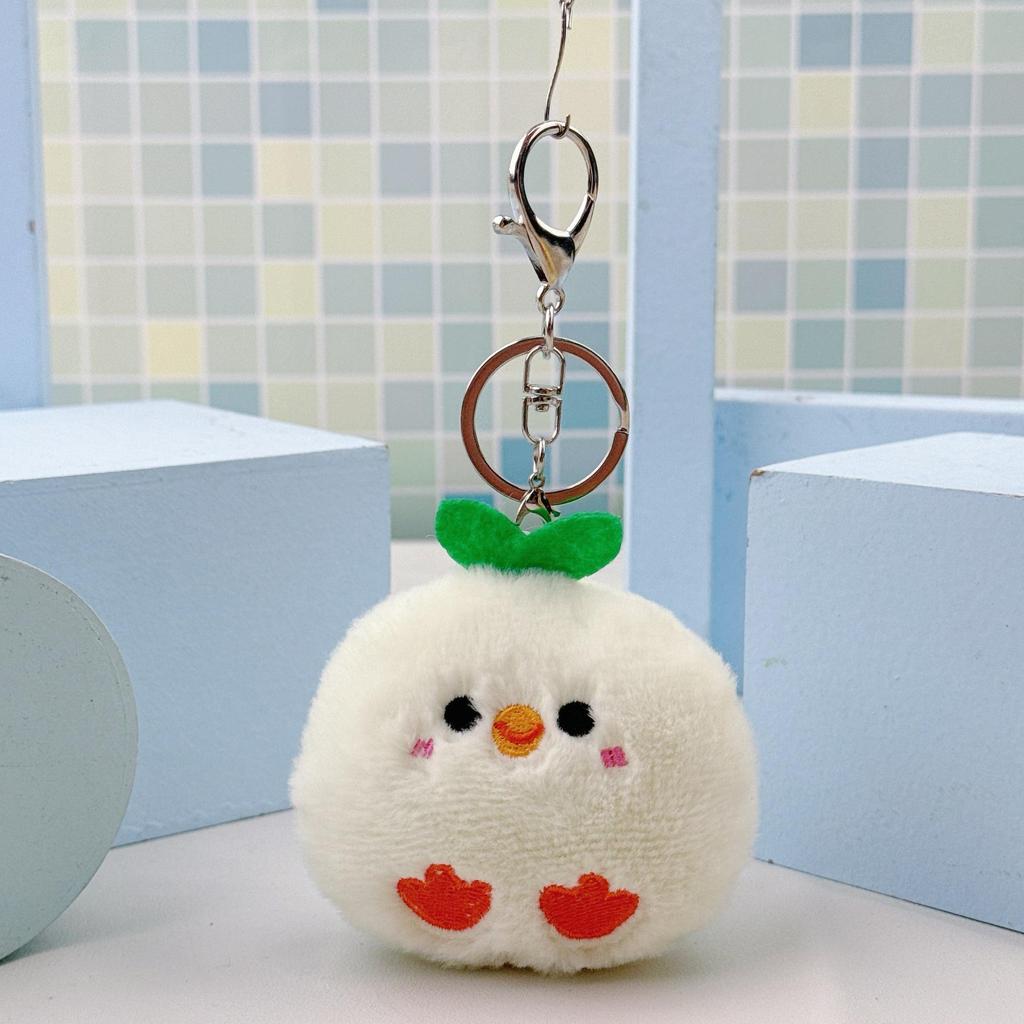 Versatile Plush Green Leaf Chick Keychain: Unisex Charm, Couple Pendant, Backpack Accessory, Chicken Doll, Bouquet Accent.