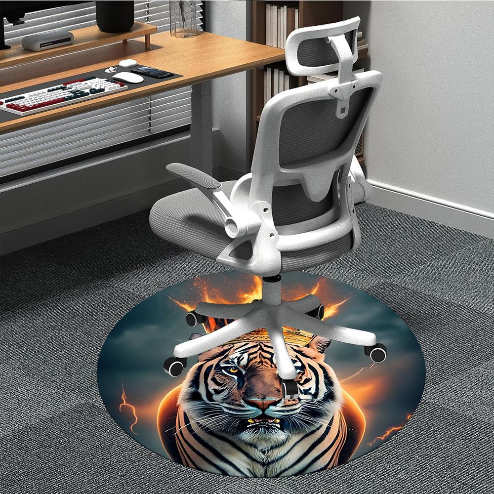 

1pc Tiger Crown Fire Chair Carpet for Office, Soft, Non-Slip Polyester Mat, Office, Living Room, Bedroom, Durable Polyester yy251207182 80cm by 80cm