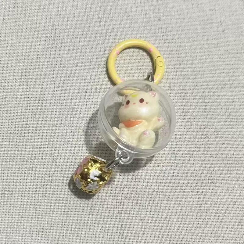 1PC Bag Ornament Accessory Cartoon Cat Keyring Cute Hanging Pendant 3D with Bell Keychain Cat Wind Chime