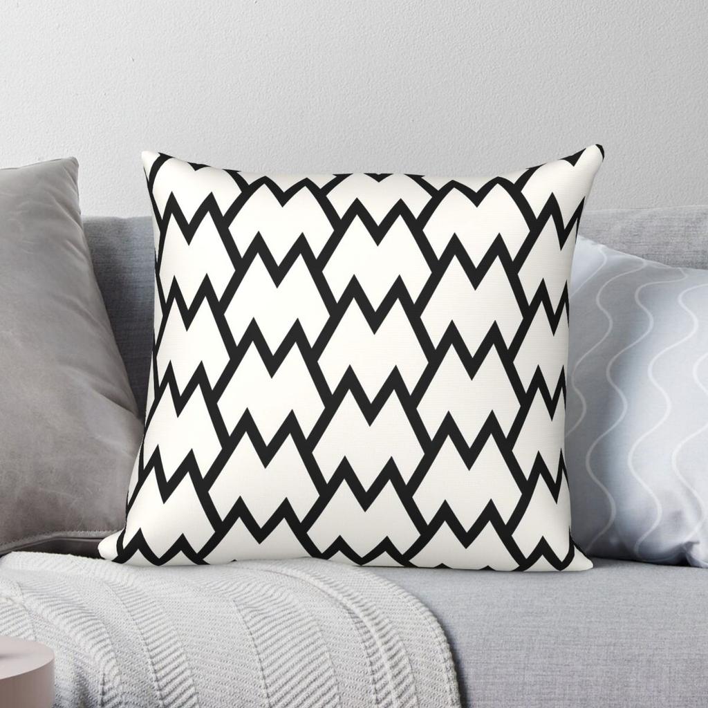 Cream Black Tessellation Line Square Pillowcase Polyester Linen Velvet Printed Zip Decorative Home Cushion Cover Wholesale