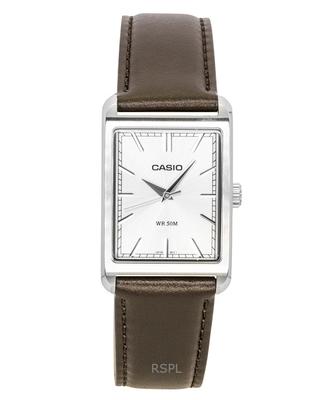 Analog Leather Strap Silver Dial Quartz MTP-B215L-7AV Men's Watch
