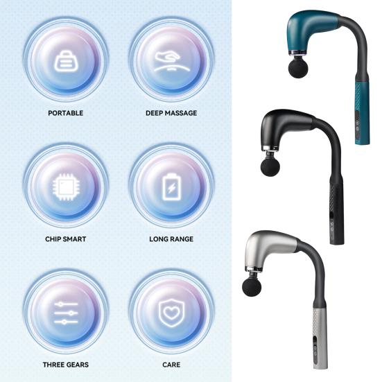 Fascia Massage Hammer with 4 Massage Heads Multiple Modes 9 Intensity Levels Low Noise Ergonomic Grip Massage Hammer Set