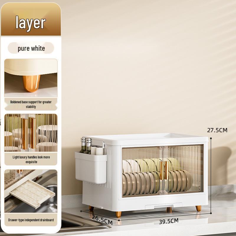 Kitchen Dish Rack with Lid: Bowl, Chopstick, and Cutlery Organizer