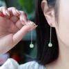Elegant Jade & Turquoise Apple Bead Earrings with 14k Gold Plated Ear Wires - Chinese Style for Women