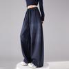 Pantalones de chándal para mujer con plátano y strass degradado - Cintura elástica Otoño/Invierno Pantalones casuales de pierna ancha