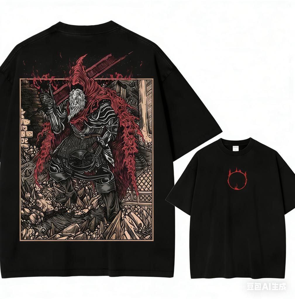 Bestselling Dark Souls Washed Tshirt Soft Loose Unisex Couple Style Personalized Street Fashion Apparel For Anime Lovers