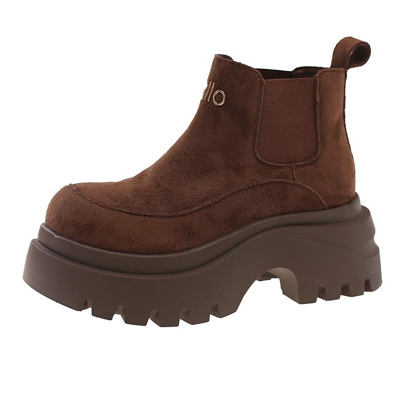 cm heightened platform small short boots leather Martin boots women's Chelsea boots locomotive boots boots women's